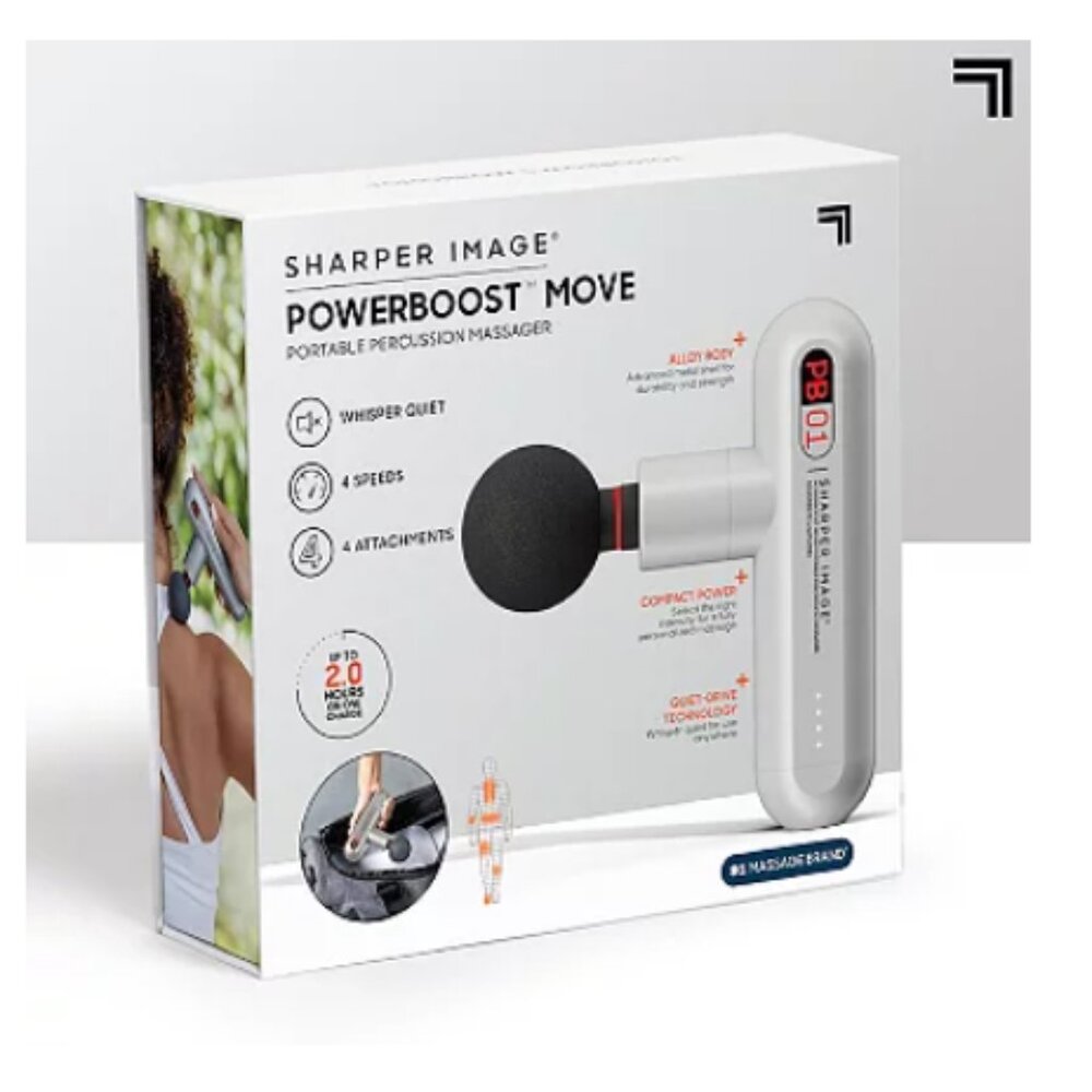 Sharper Image Powerboost Move Portable Percussion Massager Gray - Picture 2 of 11